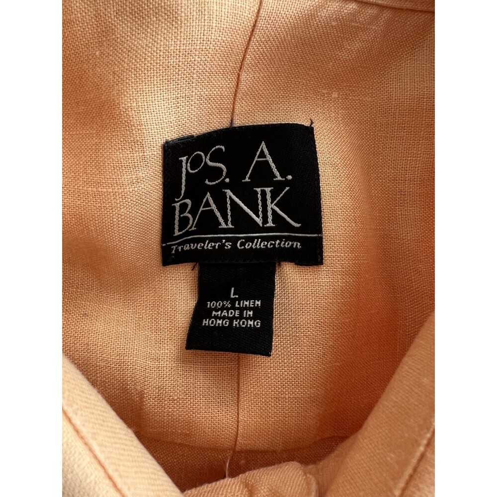Jos A Bank Travelers Collection 100% Linen Short Sleeve Button Up Orange Large - Picture 4 of 9
